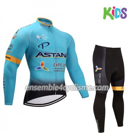 Tenue Maillot M/L + Collant Long 2017 Astana Pro Team Enfant N001